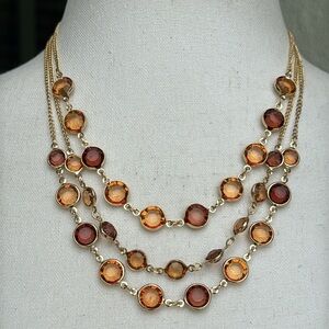 Swarovski Gold, Honey & Amber Multi-Strand Real Crystal Necklace